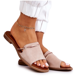 Lewski Shoes Semišové pantofle Lewski Boty 3047 Béžová béžový