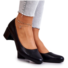Kožené lodičky na sloupu Sergio Leone PB291 Black černý