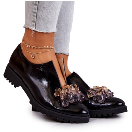PA2 Elegantní Kožené Boty S Black Cindy Dekorací černý