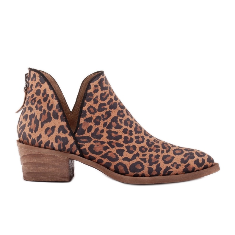 Marco Shoes Kozačky z pravé kůže s střihem do V 1954B-634-1 hnědý