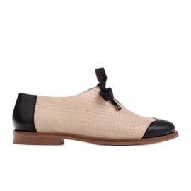 Marco Shoes Šněrovací embosované kožené jazzové boty 2225P-1284-001-1 béžový