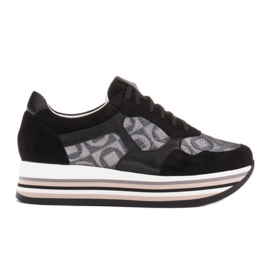 Marco Shoes Tenisky se silnou podrážkou z přírodního semiše 2228P-1286-041-001-1 černá šedá Marco Shoes Tenisky se silnou podrážkou z přírodního semiše 2228P-1286-041-001-1 černá šedá
