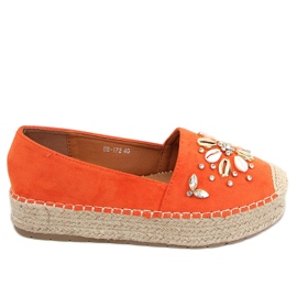 Manami Orange espadrilky s mušlemi pomerančový