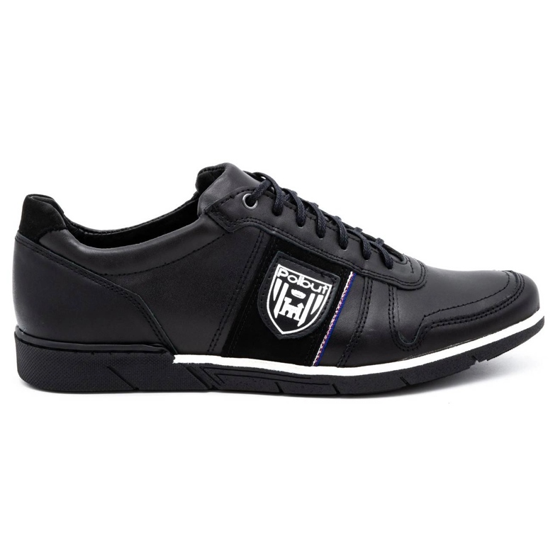 Polbut Pánské neformální kožené boty 2113 black grain černá