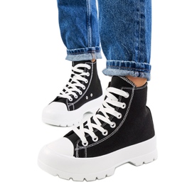 Černé tenisky na vysoké podrážce Berrios černá Černé tenisky na vysoké podrážce Berrios černá