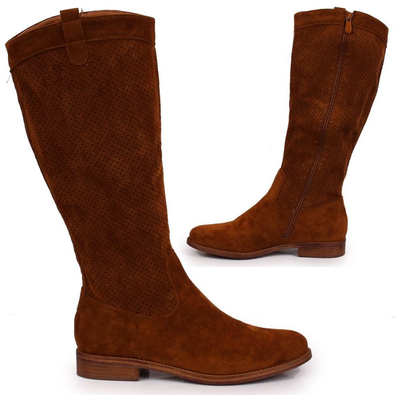 Jarní boty prolamované S. Barski W OLI139B camel hnědý