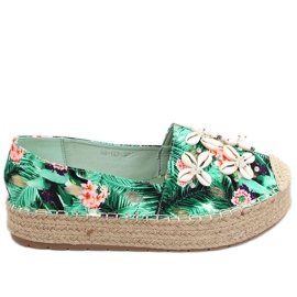 Elif Green espadrilky s mušlemi zelený