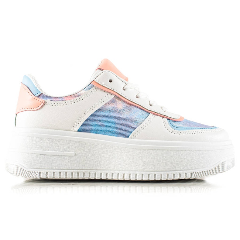 TRENDI Bílé Tenisky Na široké Platformě bílý vícebarevný