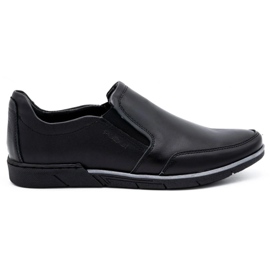 Polbut Černé pánské kožené slip on 2115 boty černý