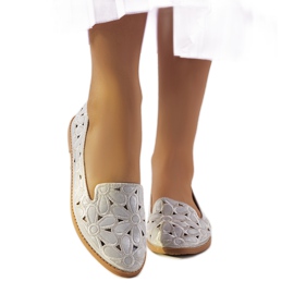 Amandiny šedé prolamované baleríny stříbro šedá