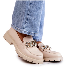 FB1 Kožené mokasíny Řetízek Béžová Amicable béžový