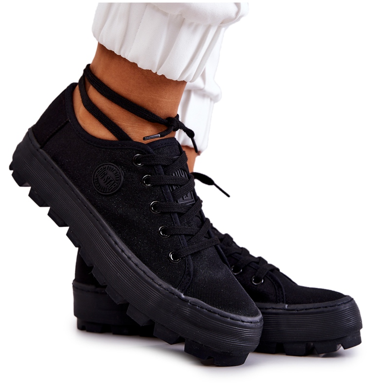 Dámské tenisky na černé platformě The Big Star JJ274489 černá