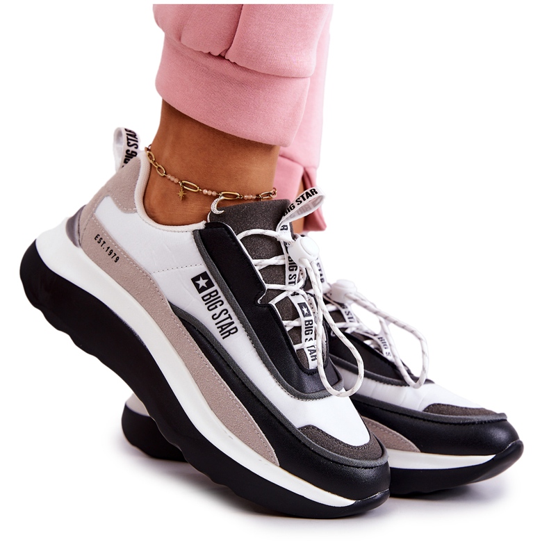 Sportovní obuv Tenisky Big Star JJ274998 Bílá a Černá béžový bílý šedá Sportovní obuv Tenisky Big Star JJ274998 Bílá a Černá béžový bílý šedá