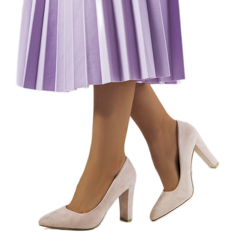 Béžové lodičky na sloupku Ortiz šedá Béžové lodičky na sloupku Ortiz šedá