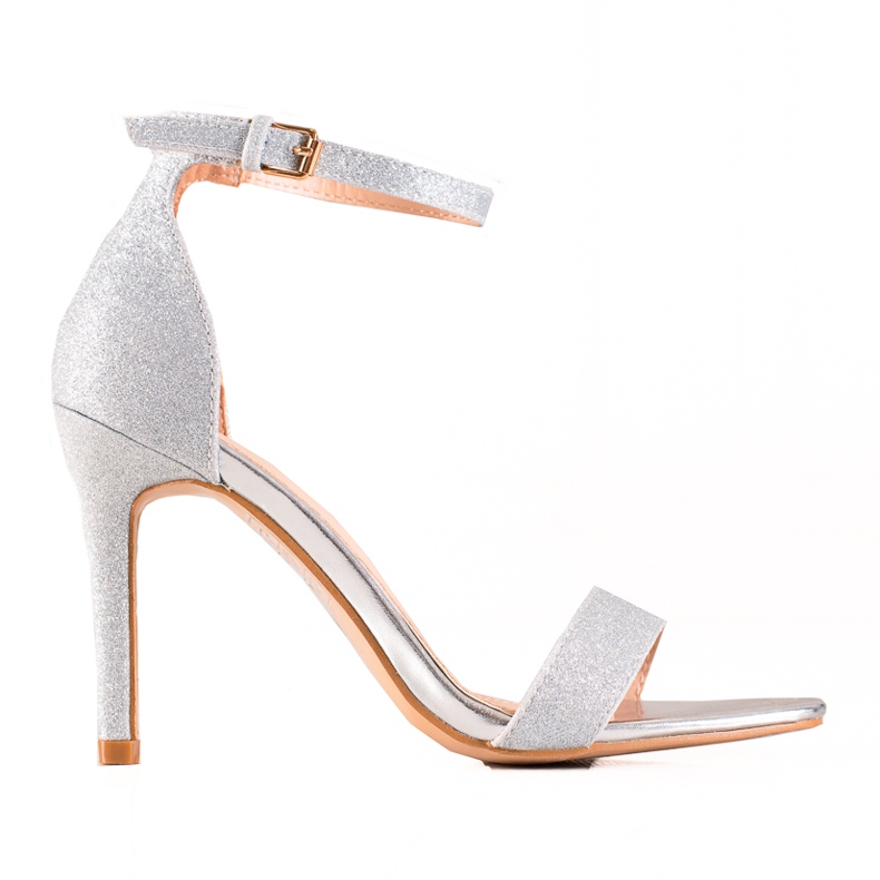 Stříbrné vysoké podpatky se třpytkami VINCEZA stříbrný šedá