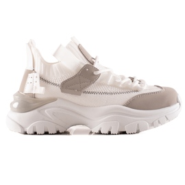 TRENDI Šněrovací módní tenisky béžový bílý