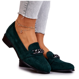 Vinceza Yasmin Green Suede Loafers Green zelený