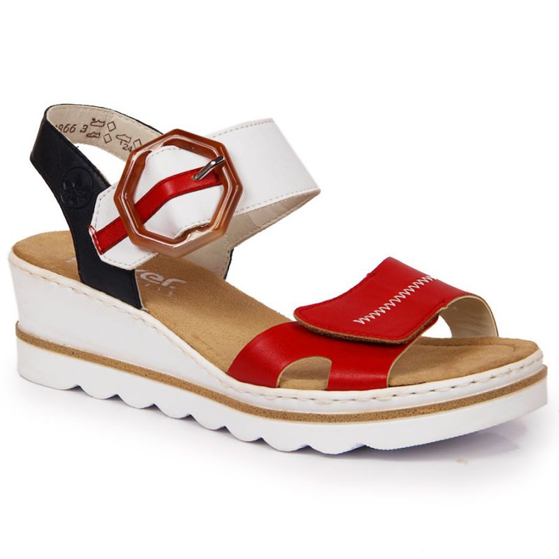 Sandály na klínku Rieker W 67476-33 bílý červené