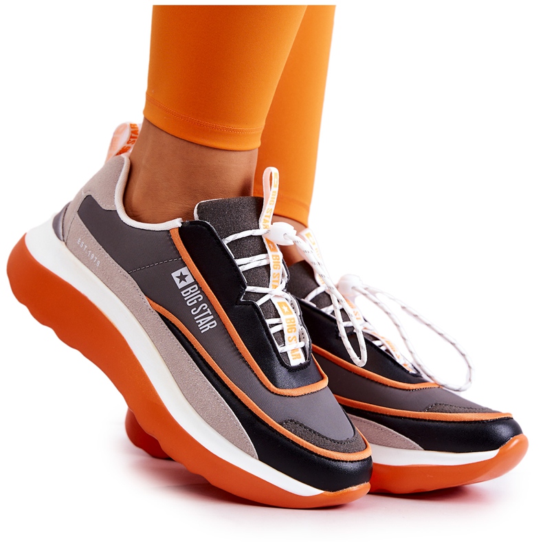 Sportovní obuv Tenisky Big Star JJ274996 Šedo-oranžová šedá Sportovní obuv Tenisky Big Star JJ274996 Šedo-oranžová šedá