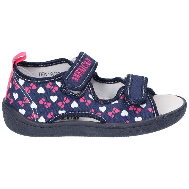 American Club Americké sandály pantofle, kožená vložka TEN19 / 22 Navy blue námořnická modrá