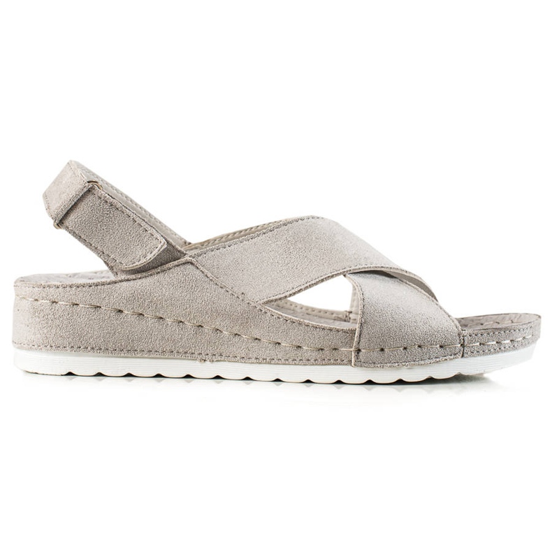 Semišové sandály se suchým zipem VINCEZA šedá