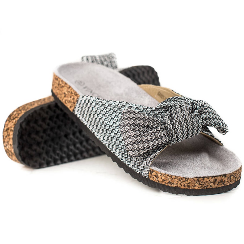 Třpytivé stříbrné pantofle VINCEZA stříbrný šedá