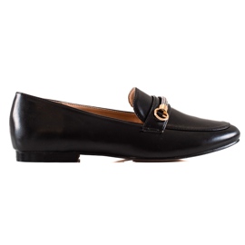 Ideal Shoes Elegantní mokasíny s kubickým zirkonem černý