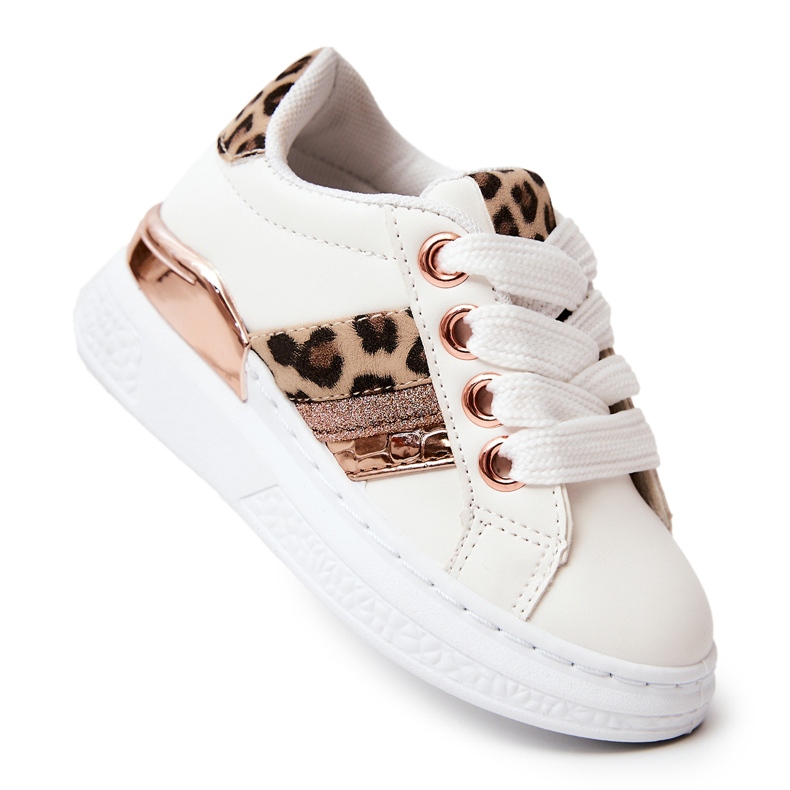 FR1 Kožené sportovní boty Leopard White Trixie bílý