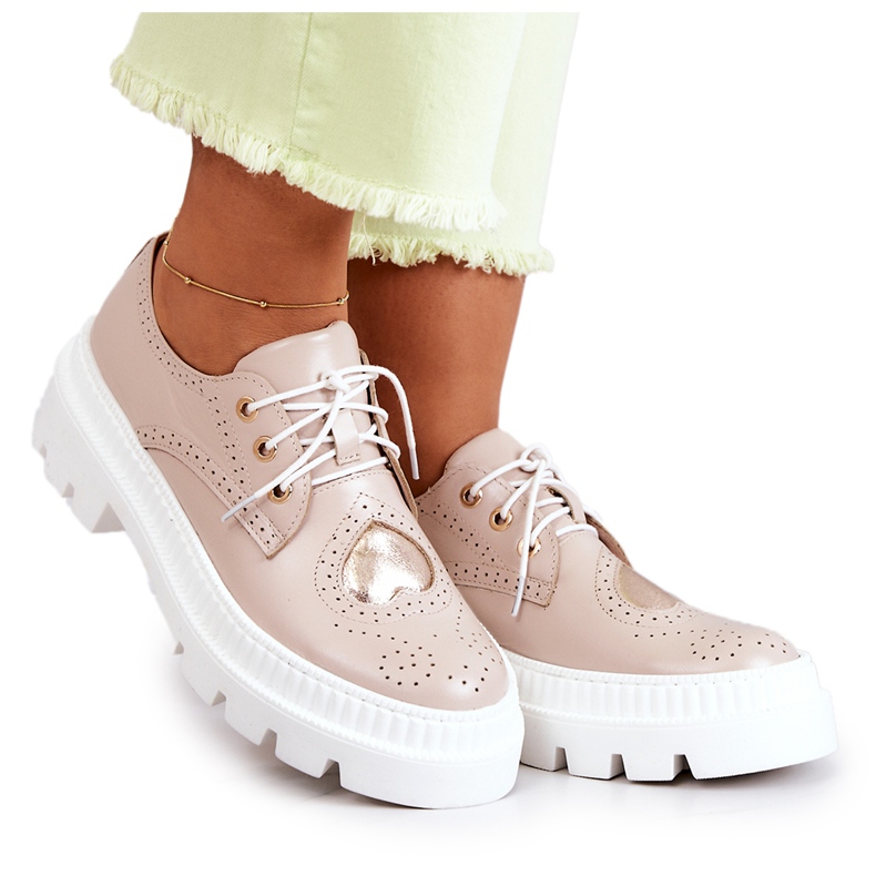 FILIPCZYK Kožené Boty S Srdce Béžová Curtis béžový FILIPCZYK Kožené Boty S Srdce Béžová Curtis béžový