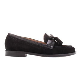Marco Shoes Mokasíny s ozdobnými třásněmi černý