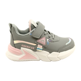 American Club Sportovní boty na suchý zip s hologramem AA24/22 šedá American Club Sportovní boty na suchý zip s hologramem AA24/22 šedá