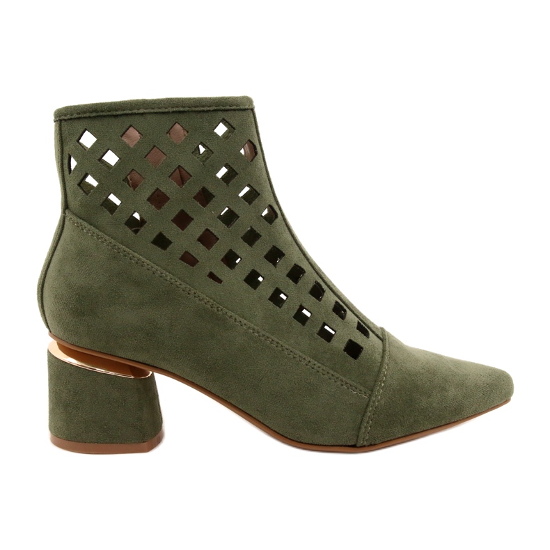 M.Daszyński Dámské prolamované boty Daszyński MR2168A-3 Suede Green zelená