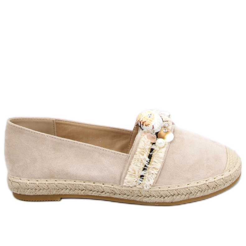 Lola Beige espadrilky s mušlemi béžový