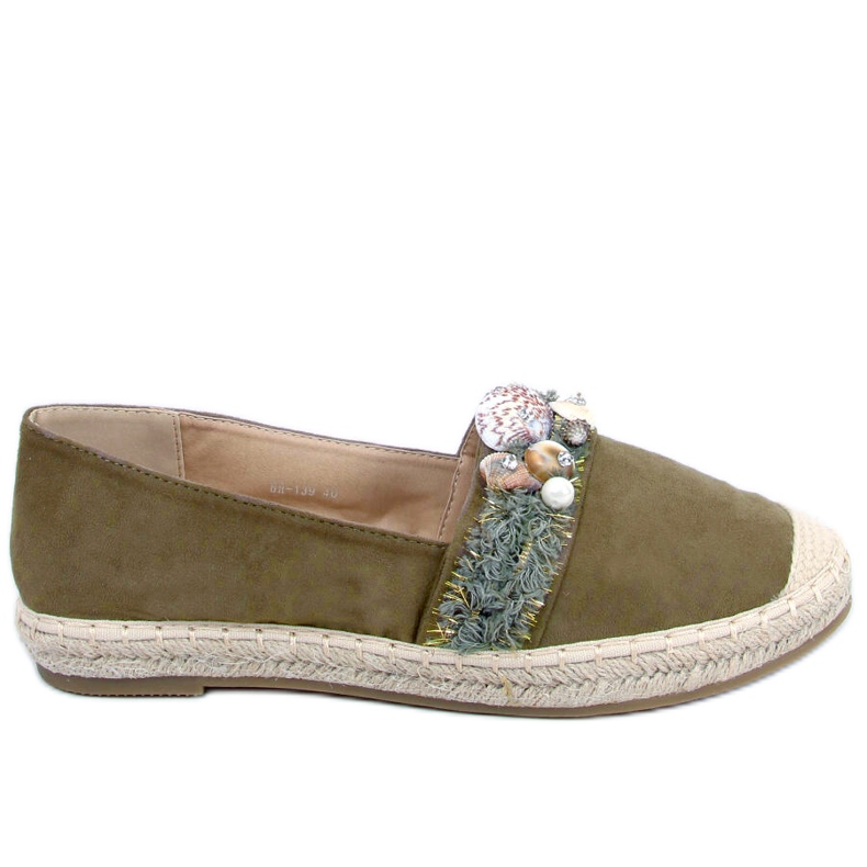 Lola Green Espadrilky s mušlemi zelená