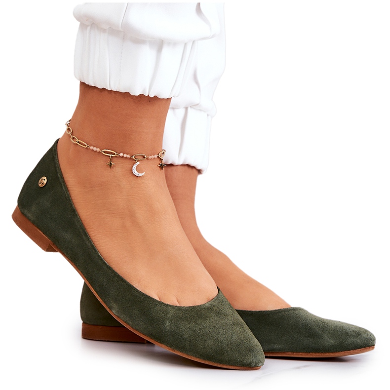 Dámské semišové baleríny Maciejka 04100-45 Khaki zelená