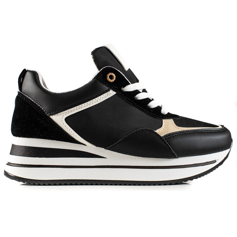 TRENDI Stylové tenisky na platformě černá