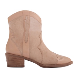 Marco Shoes Kovbojské boty z přírodního semiše béžový
