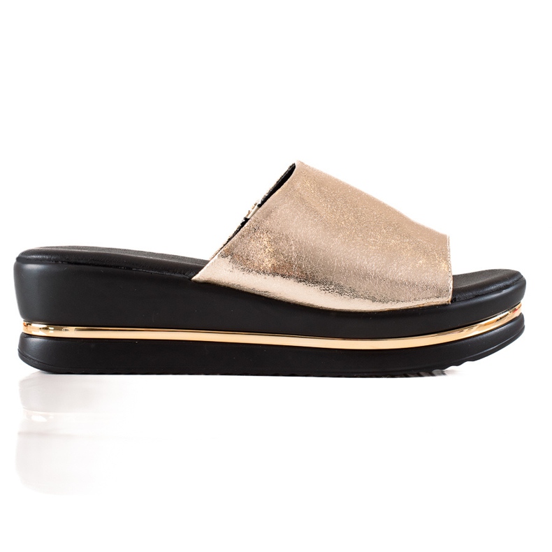 Goodin Lesklé Pantofle Na Platformě zlatý