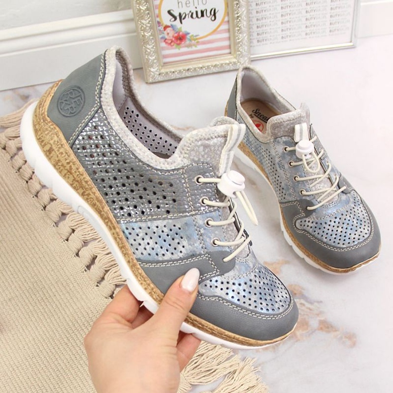 Prolamovaná sportovní obuv Rieker W N4255-12 modrá modrý