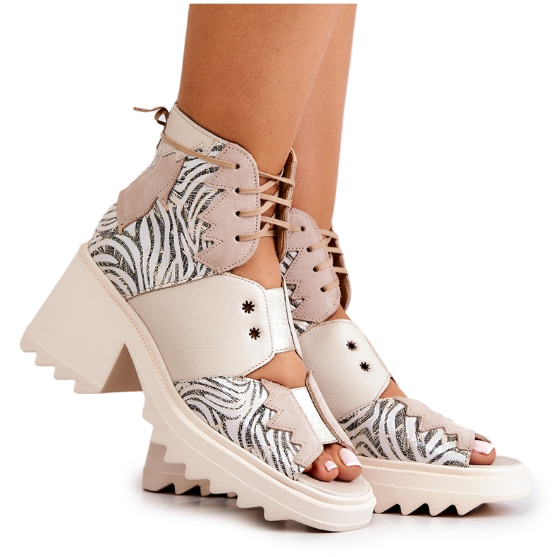 Kožené kozačky na zip Maciejka 05321-04 Béžová béžový