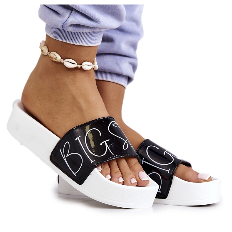 Dámské gumové pantofle Big Star JJ274A276 Bílé a černé bílý černá