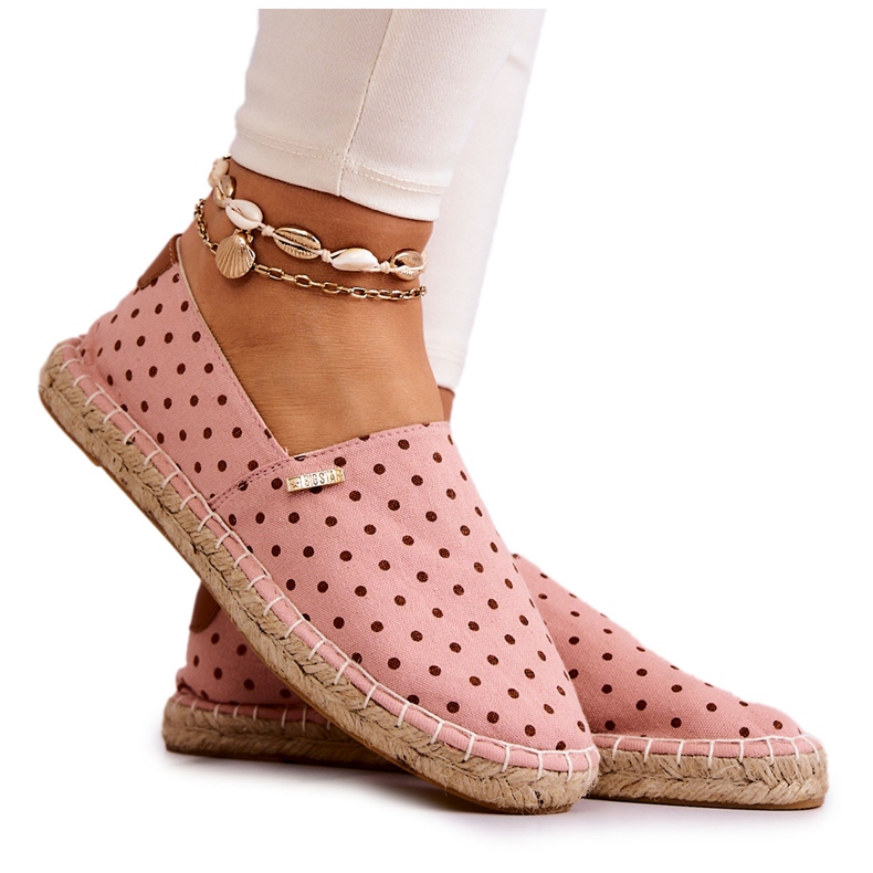 Dámské espadrilky s puntíky Big Star JJ274869 Růžové růžový