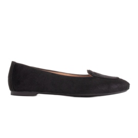 Marco Shoes Kožené baleríny s vlasem černý