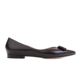 Marco Shoes Kožené baleríny s ozdobnými třásněmi černý