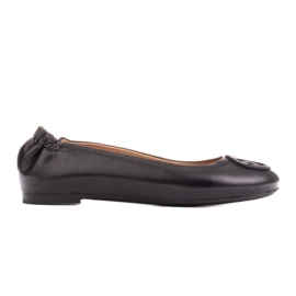 Marco Shoes Baleríny s plochým koženým zdobením černý