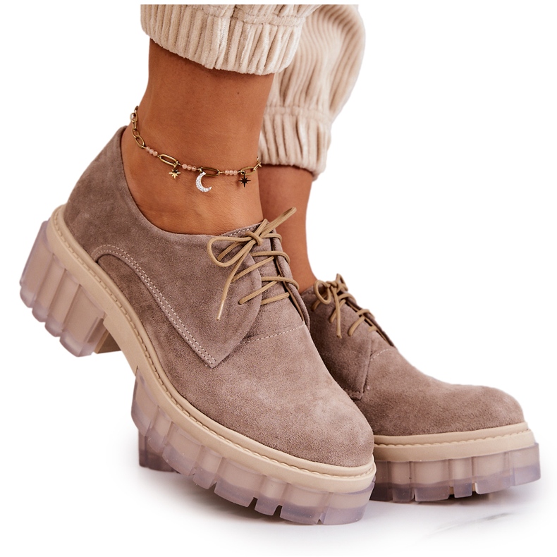 Módní semišové mokasíny béžové Lauriss béžový