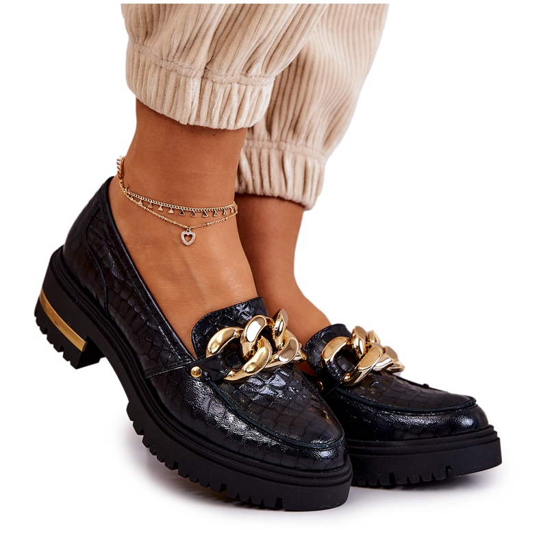 PA2 Dámské mokasíny Kožené mokasíny Black Mollie černá