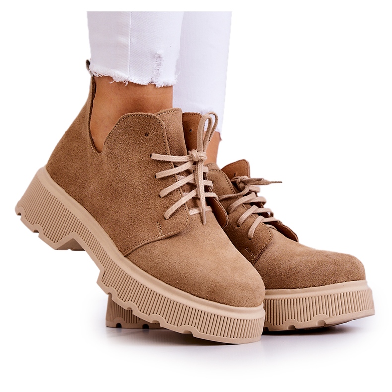 Boty na masivní podrážce Nicole 2701/060 Béžová béžový