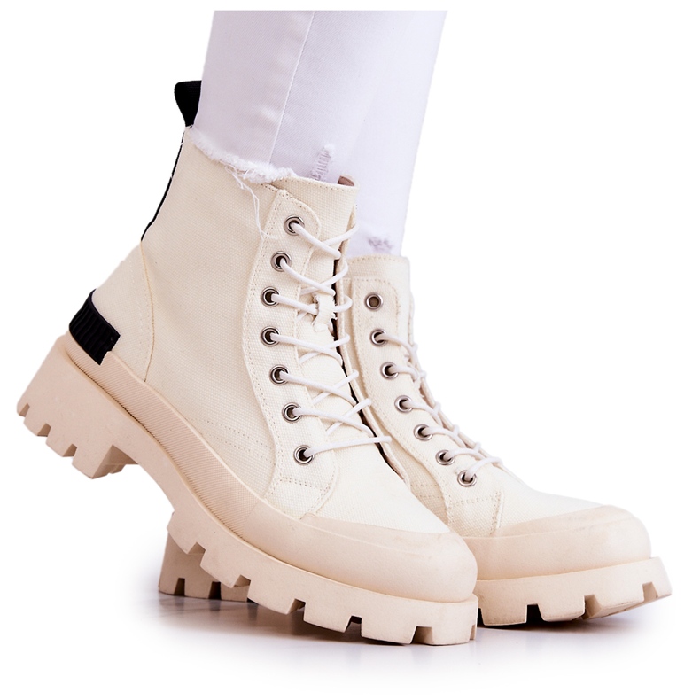 S.Barski Dámské tenisky, kozačky, světle béžová Larina béžový