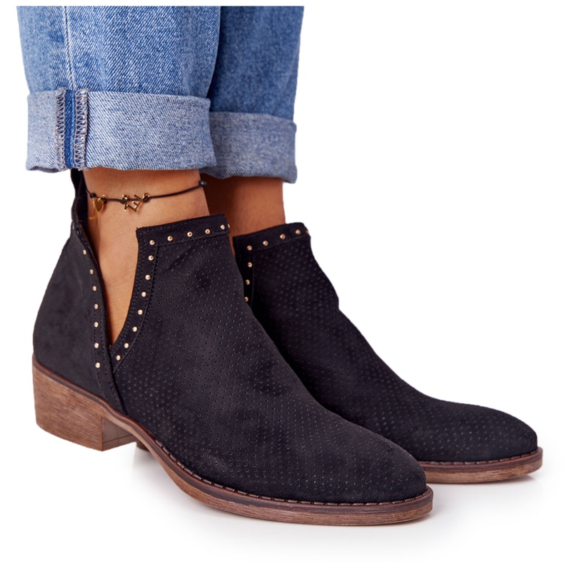 PS1 Černé chytré prolamované boty s výřezy černá